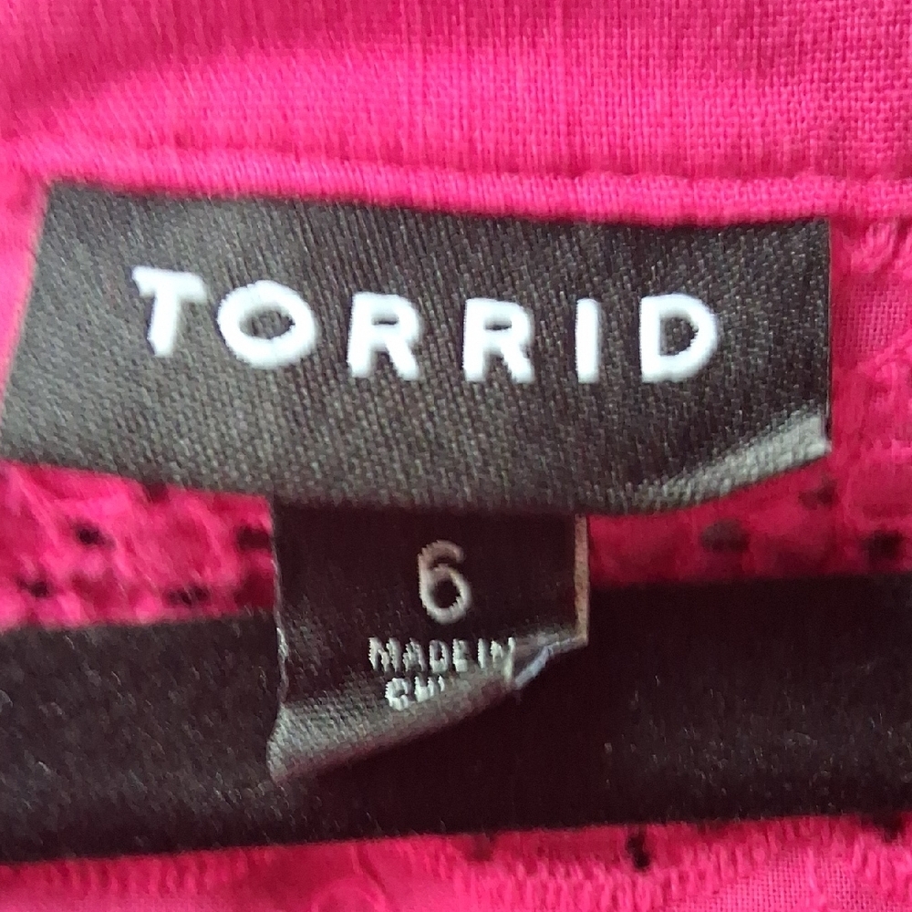 Torrid Vibrant Pink Blouse with Lace Accents - Picture 2 of 4